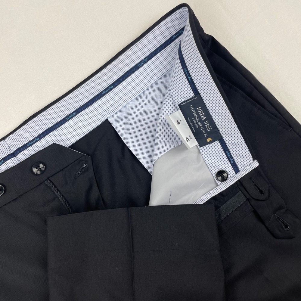 Reda 1865 Super 110s Wool Dress Pants Navy Blue Mens 42 Italy Contemporary